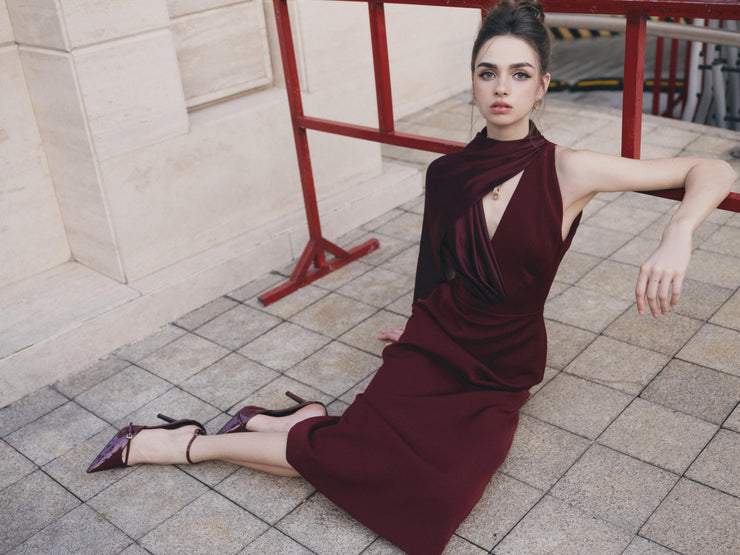 Burgundy Rose Dress